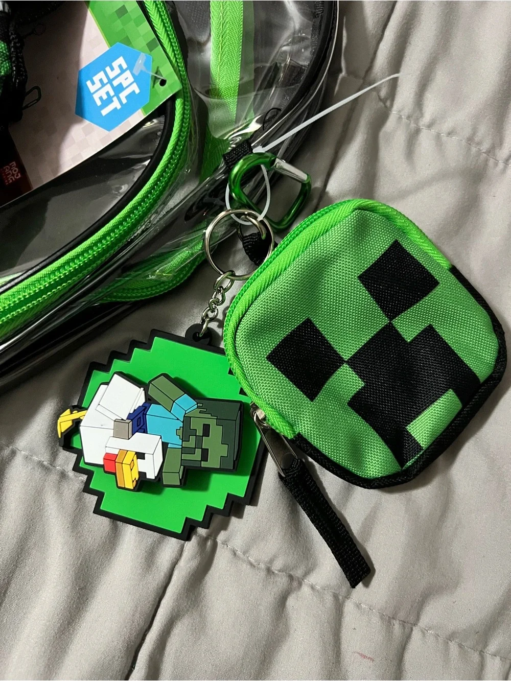 5 Piece Minecraft Clear 17 inch Backpack & Lunch Bag Set